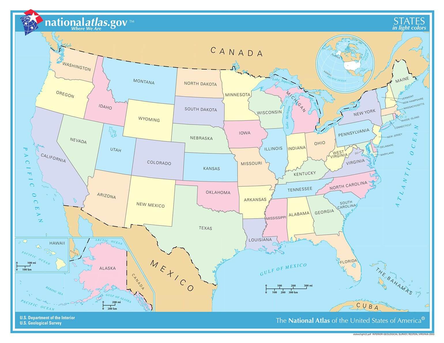 Karte Der Usa Alle 50 Bundesstaaten Im Überblick 0334